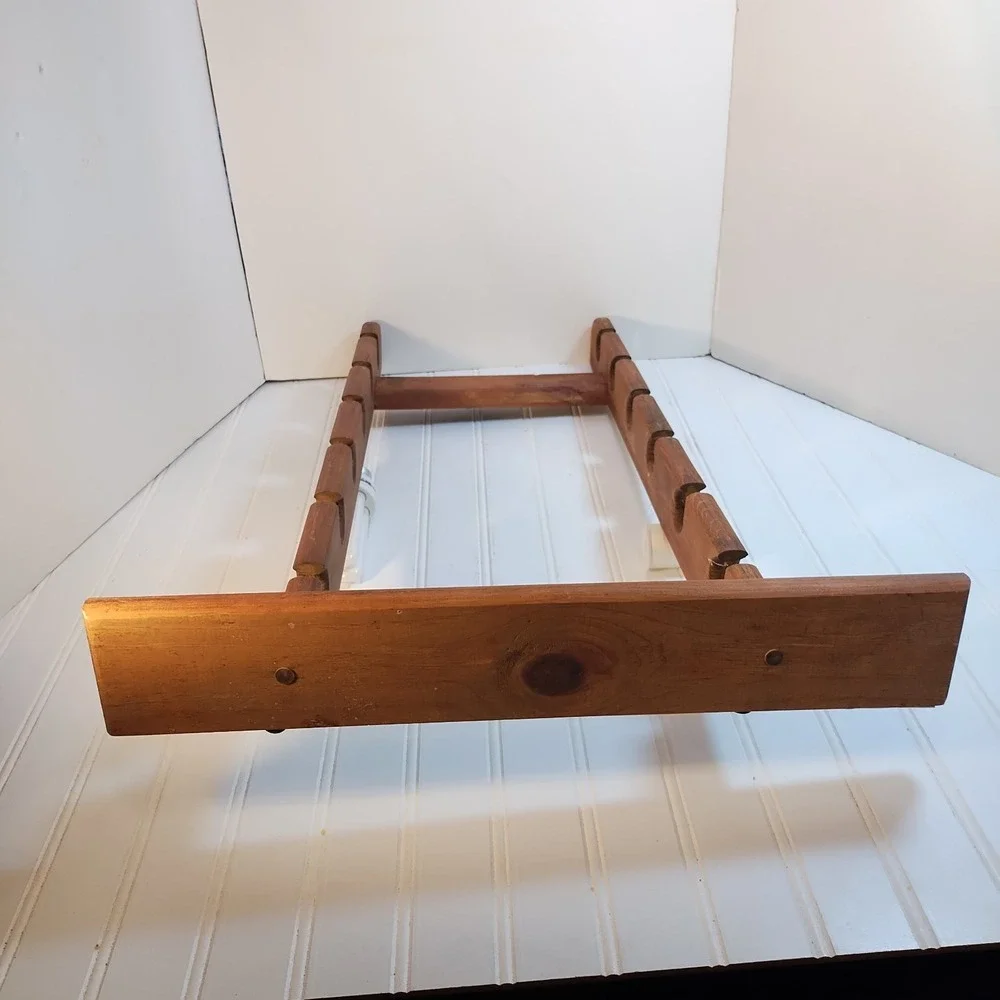 Vintage Wood Hat Rack for Baseball Caps Wall Mounted Storage Brown Wood 12 Slots